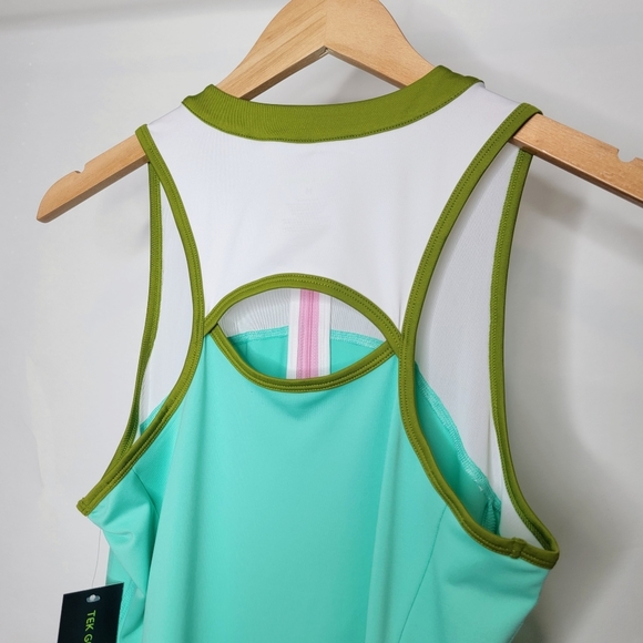 Tek Gear Zip-Up Tennis Dress Aqua Stone Colorblock Spring Pink White Lime - Picture 5 of 10